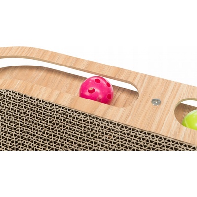 Trixie Škrábací karton v dřevěném rámu s catnipem a hračkami 45 x 4 x 25 cm