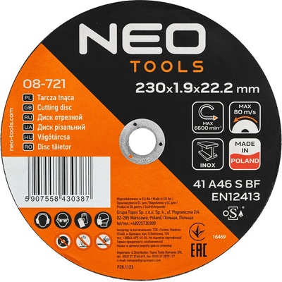 Neo Tools Řezné kotouče 230 x 1,9 x 22,2 mm PL 08-721 25 ks