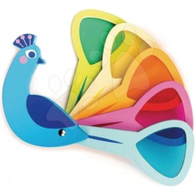 Tender Leaf Toys vtáčik Peacock Colours s farebným perím v chvoste