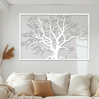 dřevo života Dřevěný strom ODPOČINKU Rozměry (cm): 60x40, Zvolte barvu dekoru: Bílá