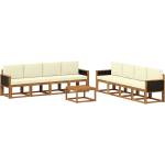 vidaXL Комплект дивани за открито 9 бр. Натурален и Крема (3385081)