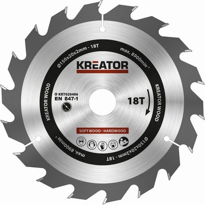 Kreator KRT020406 Pílový kotúč na drevo 150mm, 18T