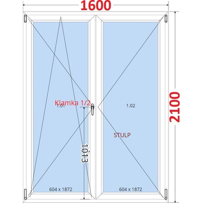 SMART Balokonove dveře dvoukřídlé Otevíravé a sklopné 160x210 cm bílé