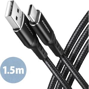 AXAGON BUCM-AM15AB 1, 5 м Type C - USB черен кабел за данни и зареждане (BUCM-AM15AB)