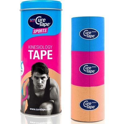 CureTape Kineziologické tejpy MyCureTape Sports béžová/modrá/ružová 5 cm x 2,5 m