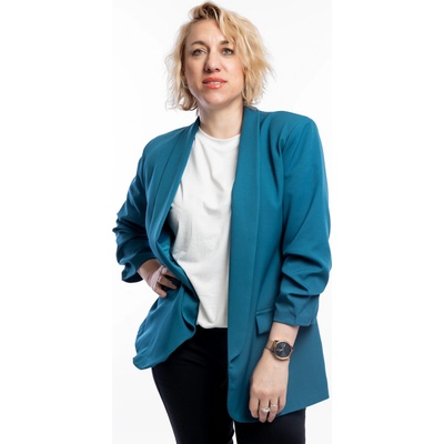Italy fashion dámské sako SCARLET Petrolejová – Zboží Mobilmania