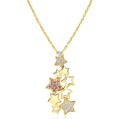 Savicki Náhrdelník hviezdy žlté zlato, diamanty, ametyst SAVMAYN-LBR-469