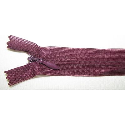 Zips krytý nedeliteľný 35cm bordová