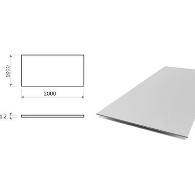 Hliníkový plech 1x2 m, tloušťka 1,2 mm (EN 1050)