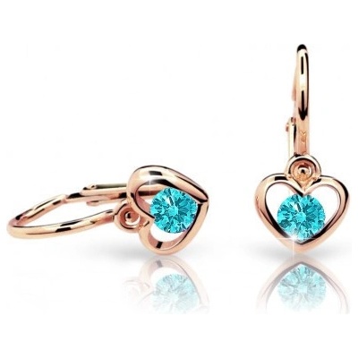 Cutie Jewellery detské zlaté náušnice srdiečka C1943R Mint Green