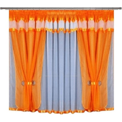BytoTex Voálová kusová záclona se závěsem Alena oranžová 400x150 cm