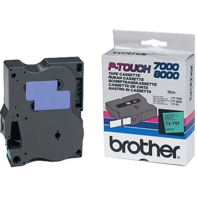 Páska do tlačiarne štítkov Brother TX-751, 24mm, čierny / zelený, o