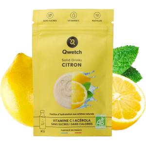 Qwetch Solid Drinks - Organic Lemon - Vitamin C - 12 ефервесцентни таблетки