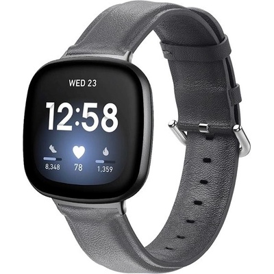 BStrap Leather Lux pro Fitbit Versa 3, dark gray STR00284