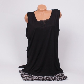 Макси пижама в черно с дантела и нежни цветя