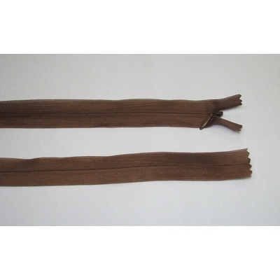 Zips krytý 3mm nedeliteľný 60cm hnedý dederon
