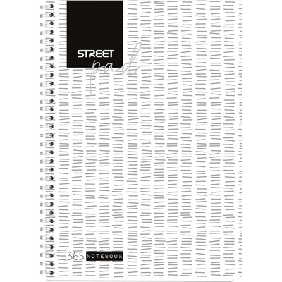 STREET Тетрадка Street Pad, А5, спирала, ламинат, 100листа, широки редове, white (30661-А-WHITE)