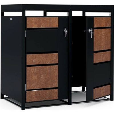 Blumfeldt BinSafe box na odpadky 2 odpadkové koše 240 l uzamykatelný pozinkovaná ocel střecha pro výsadbu rez – Zboží Dáma