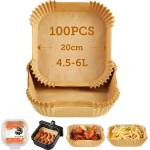 Cosori Хартиени подложки за фритюрник с горещ въздух Cosori CLR-R601-NEU, 100 бр, 20 х 20 см, Издържащи до 230 ℃, Кафяв (CLR-R601-NEU)