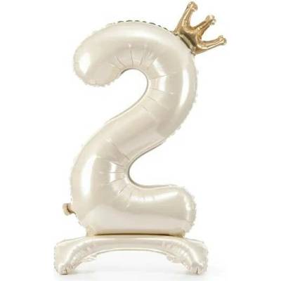 PartyDeco Samostojící fóliový balón 2 Satin cream 84 cm