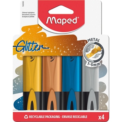 Maped Fluo Peps třpytivé 4 ks Metallic