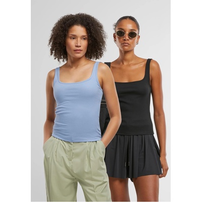 Urban Classics 2 Броя Дамски Потници Ladies Wide Neck Rib Top 2-Pack black+powderblue XXLUB-TB7513A-20668 - Камуфлаж, размер XXL