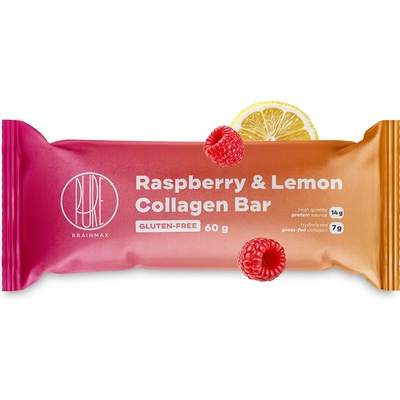 BrainMax Pure Pure® Raspberry & Lemon Collagen Bar, Колагенова барчета, Малина и лимон, 60 г