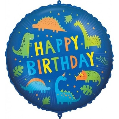 Procos Balónek fóliový Happy Birthday Dino modrý 46 cm