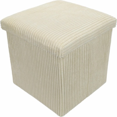 Storagesolutions Manšestrový taburet se úložným prostorem TOBO, 38 × 38 × 38 cm, béžový