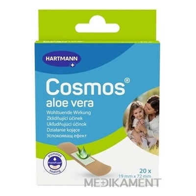 Hartmann Cosmos aloe vera vodeodolná náplasť na rany stripy 19 x 72 mm 20 ks