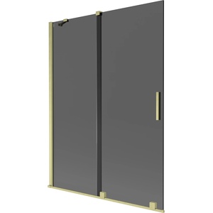 Mexen Velar двукрила плъзгаща се вана 130 x 150 см, графит, златна четка - 896-130-000-41-55 (896-130-000-41-55)