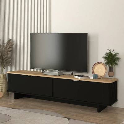 TopMebel ТВ стойка от меламин Bohema в черен - сепет дъб 180x47x45.6см