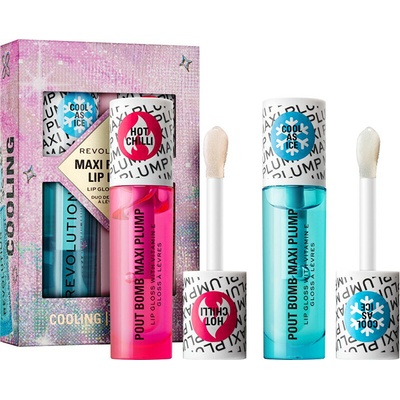 Makeup Revolution Xmass 2024 Makeup Revolution Maxi Plump Cool As Ice lesk na pery so zväčšujúcim efektom 6 ml + Makeup Revolution Maxi Plump Hot As Chilli lesk na pery pre väčší objem 6 ml