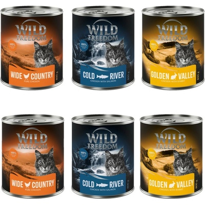 Wild Freedom Adult 6 x –bez obilnín miešané balenie 2 x kuracie, 2 x treska, 2 x králičie 800 g