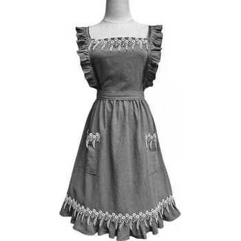 Cakesicq Zástěra kuchyňská šedá retro s kytičkama