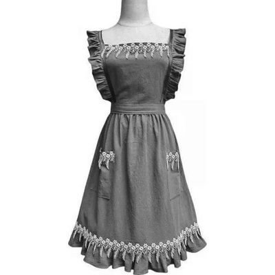 Cakesicq Zástěra kuchyňská šedá retro s kytičkama