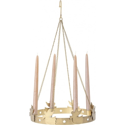 Bloomingville Závěsný adventní svícen Elmir Gold, zlatá barva, kov