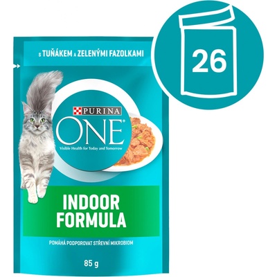 Purina ONE Indoor kapsičky tuňák ve šťávě 26x85 g