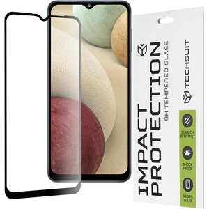 Techsuit Протектор за Samsung Galaxy A02 / M02 / A12 / A12 Nacho / F12 / M12 / A32 5G - 111D Full Cover / Full Glue Glass - черен