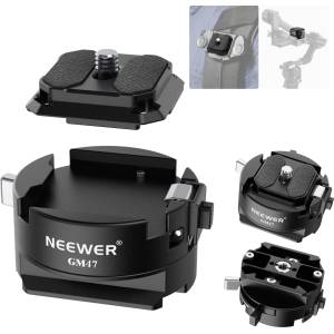Neewer GM47 quick release plate kit - quick release auto lock square QR plate compatible with Peak Design Capture V3 clip - 10104399 (10104399)