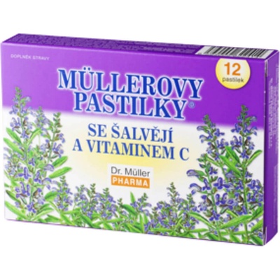 Müllerovy pastilky šalvěj bez cukru 12 ks