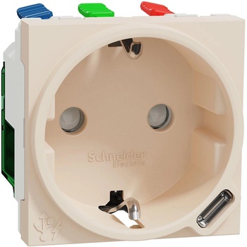 Schneider Electric SE Контакт шуко с детска защита авт. и USB тип C 2 мод. цвят Крем Unica - NU301744 (NU301744)