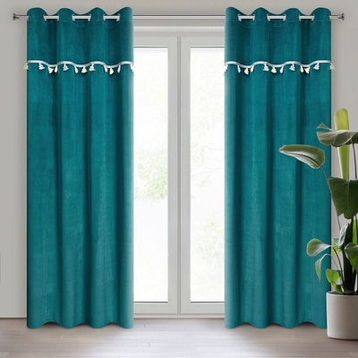 Takoy Dětský závěs KIDS ze sametu s ozdobnou páskou s visícími trojrozměrnými sloníky 140 x 250 cm-HF-433850 | 140 x 250 cm