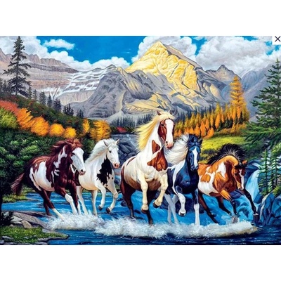 Norimpex puzzle diamantový obraz Skvrnití koně 30 x 40 cm