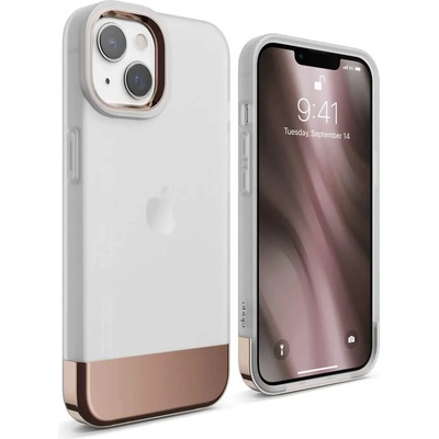 elago Glide Case - удароустойчив силиконов (TPU) калъф за iPhone 13 (мат-розово злато)