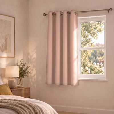 Mybesthome New Vitoria Blackout Zatemňovací krátký závěs s kroužky, 135 × 160 cm, růžová, 1 ks