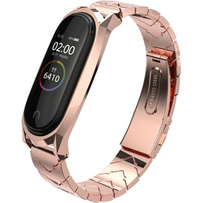 Xiaomi Mi Band 3/4/5/6 - V Style celokovový náhradný náramok/remienok Ružové zlato MBSCZ-5VSTRG