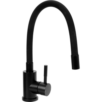 TOYA Смесител за кухня с гъвкав чучур Катрин черен, едноръкохватков