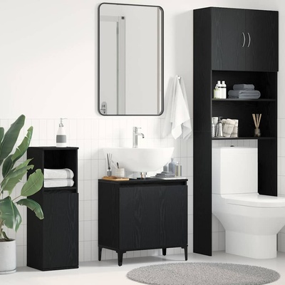 vidaXL Шкаф за мивка в баня Черния дъб 58 x 33 x 60 см Инженерно дърво (862810)