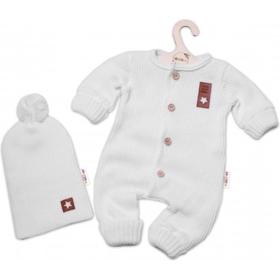 Baby Nellys 2-dílná sada Pletený overálek STAR čepice Hand Made bílý – Zboží Dáma Baby Nellys 2-dílná sada Pletený overálek STAR čepice Hand Made bílý – Zboží Dáma